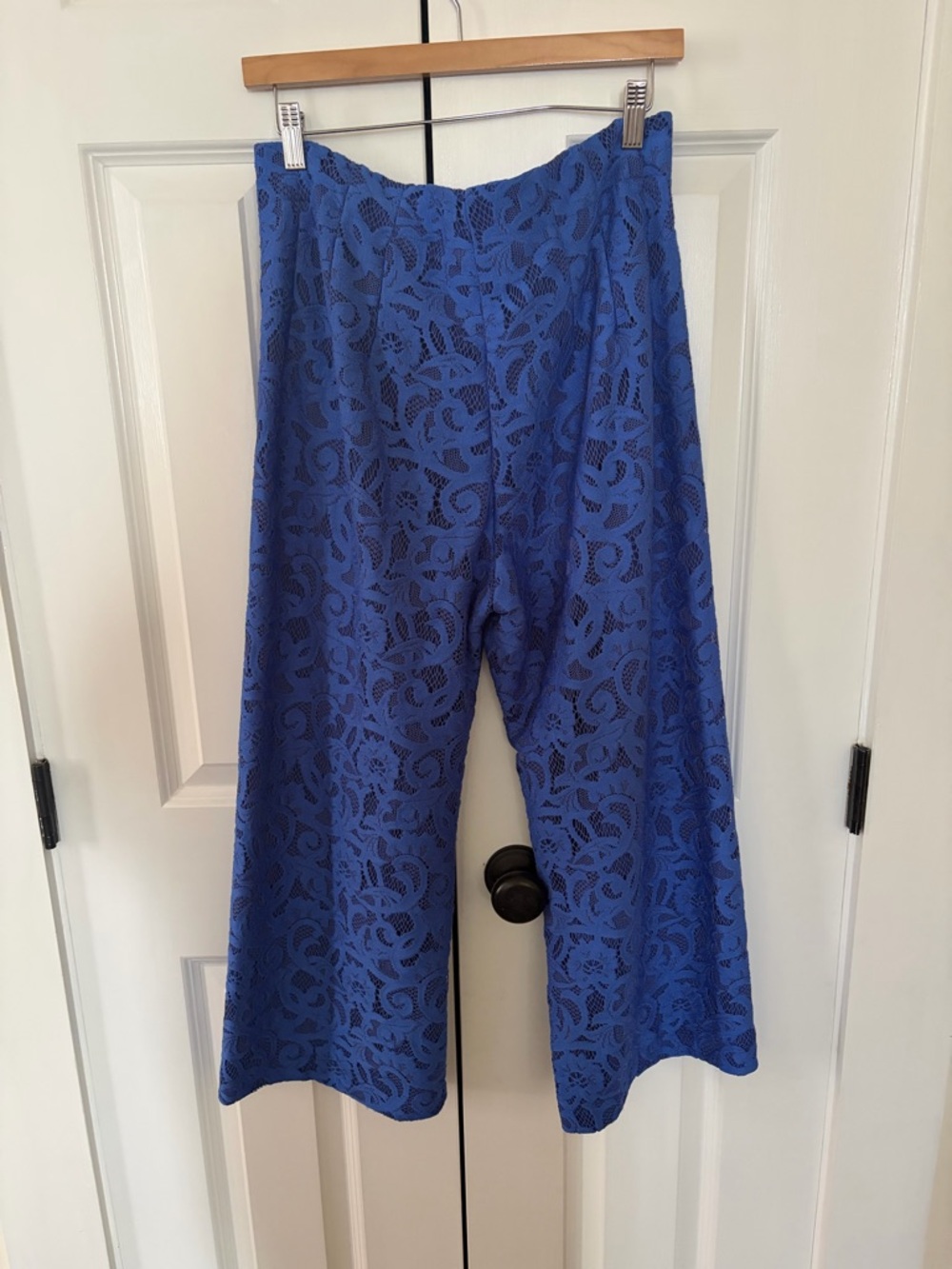Anthropologie Maeve Colette Blue Lace Wide-Leg Crop Pants Size 29 - Picture 2 of 5